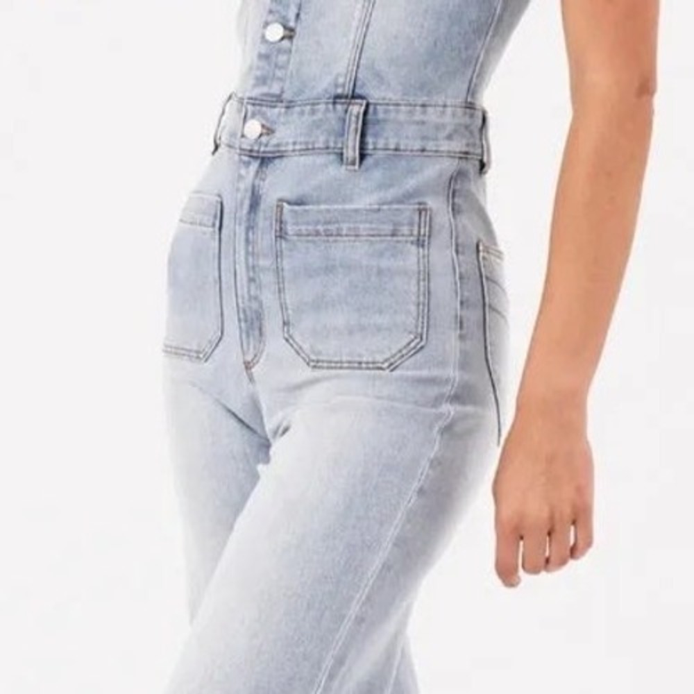 Rolla's Sailor Jumpsuit Light Vintage Blue Size 10M NWT Wide-Leg High-Rise Retro - Picture 5 of 16